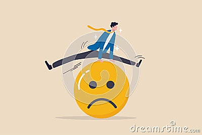 Overcome stress and anxiety, emotional problem, uncertainty or worried about work, depression or mental illness, sad and stressful Vector Illustration