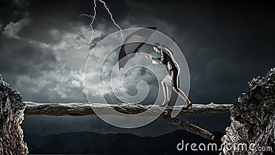 Overcoming challenges and crisis . Mixed media . Mixed media Stock Photo