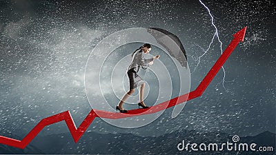 Overcoming challenges and crisis . Mixed media . Mixed media Stock Photo