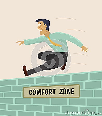 Overcoming comfort zone Cartoon Illustration