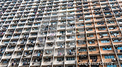 Overcrowded residential building in Hong Kong Stock Photo