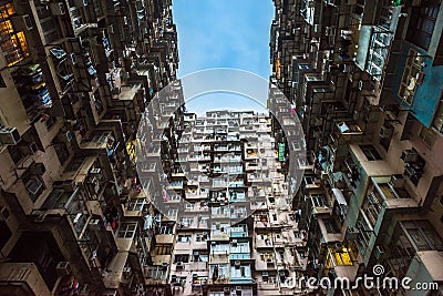 Overcrowded residential building in Hong Kong Stock Photo