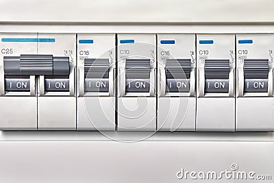 Overcurrent protection device or circuit breakers Stock Photo