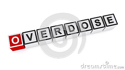 Overdose word block on white Stock Photo
