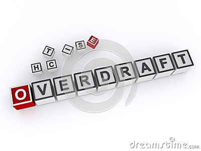 overdraft word block on white Stock Photo