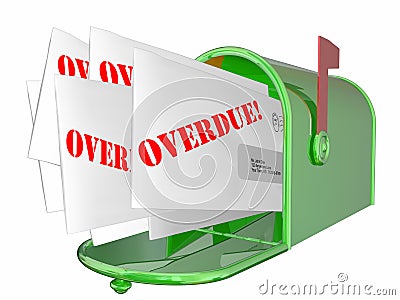 Overdue Bill Letter Invoice Message Mailbox Stock Photo