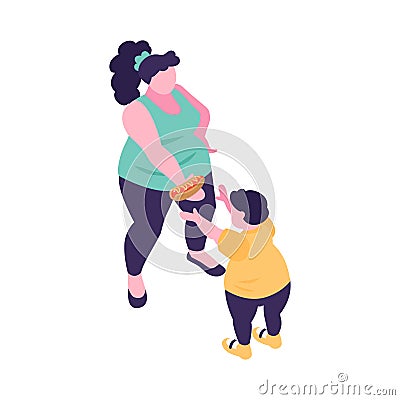 Overeating Family Members Composition Vector Illustration