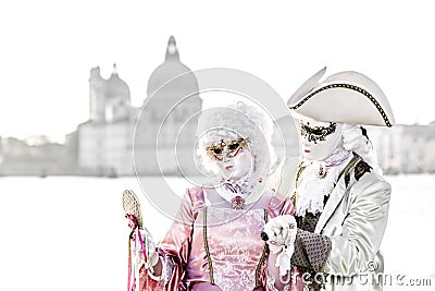 Overexposed aristocrat couple during venice carnival Editorial Stock Photo