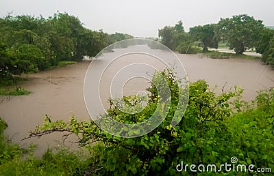 Right overflow in the season of monsoon and torrential rain Stock Photo