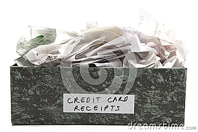 Overflowing Credit Card Receipts Stock Photo