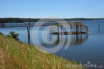 Overflowing Spillway on Lake Claiborne Stock Photo