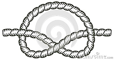 Overhand knot, rope unfilled Vector Illustration