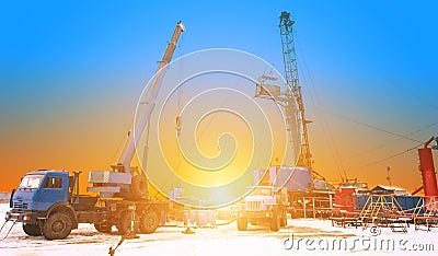 Overhaul of oil and gas wells, the intensification of production by pumping acid into the reservoir Stock Photo