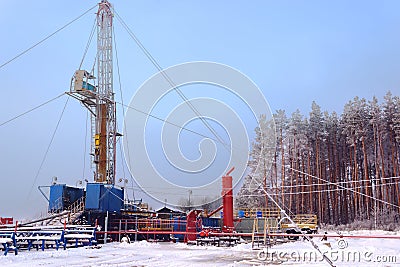 Overhaul of oil and gas wells, the intensification of production by pumping acid into the reservoir. Stock Photo