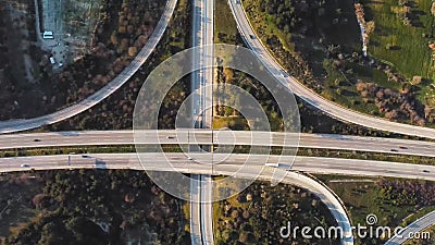 Overhead Aerial View of Highway.Road Interchange Stock Footage - Video ...