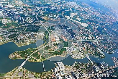 Overhead city view of Putrajaya. Aerial cityscape, Malaysia Stock Photo