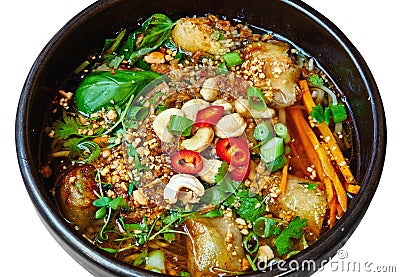 Close up shot of Pho soup poke bowl Stock Photo