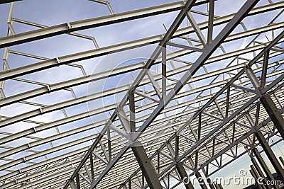 Overhead construction beams Stock Photo