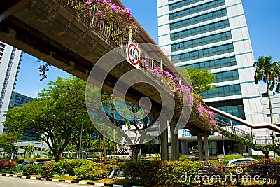 Overhead Pedestrian Bridge Editorial Stock Photo