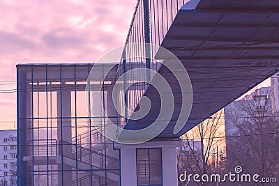 Overhead pedestrian crossing Stock Photo