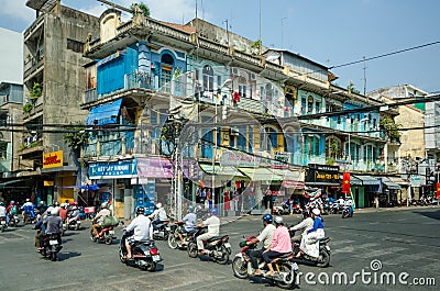 Overhead power cables pose a threat to the residents of Saigon Editorial Stock Photo