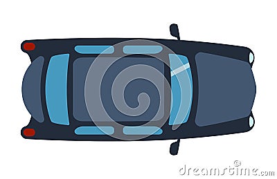 Overhead top view on colorful car toy automobile transport and wheel transportation design traffic roof motor vehicle Vector Illustration