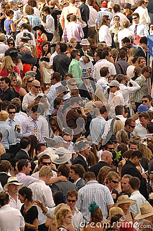 Race goers crowds at a Cup race meeting in Melbourne Editorial Stock Photo