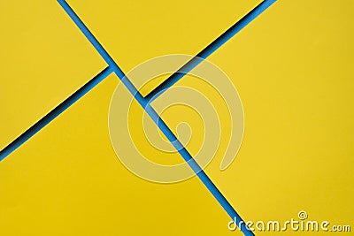 overhead view four yellow cardboard papers. High quality beautiful photo concept Stock Photo
