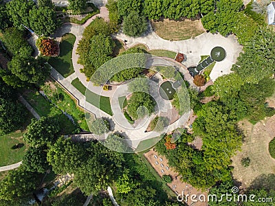 Overhead view of hardscape at public garden in South Carolina, USA Stock Photo