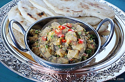 Overhead view of Indian Alu Methi cuisine Stock Photo