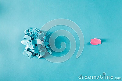 Overhead view of pile of paper pieces Stock Photo