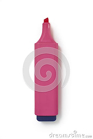 Pink highlighter pen on white background Stock Photo