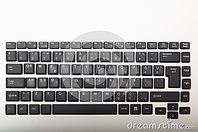 Overhead view of a Qwerty computer keyboard Stock Photo