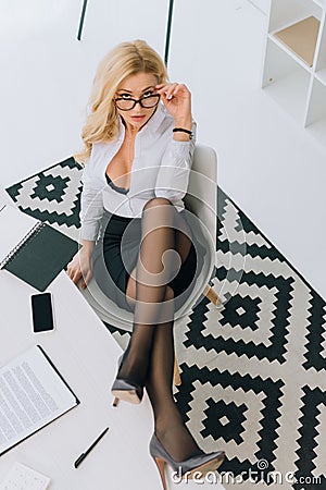 overhead view of sexy woman Stock Photo