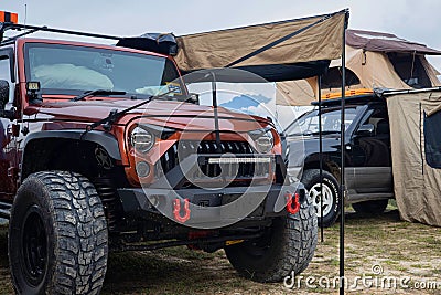 Overlanding camping toyota jeep mountain kinabalu Editorial Stock Photo