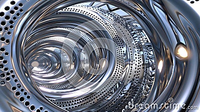 An overlapping array of metallic rings catching the light in a mesmerizing way Stock Photo