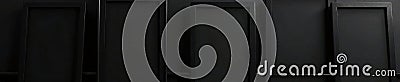 Overlapping black picture frames against black, creating depth , display, wall, graphic Stock Photo