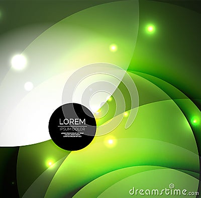 Overlapping circles on glowing abstract background Vector Illustration