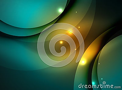 Overlapping circles on glowing abstract background Vector Illustration