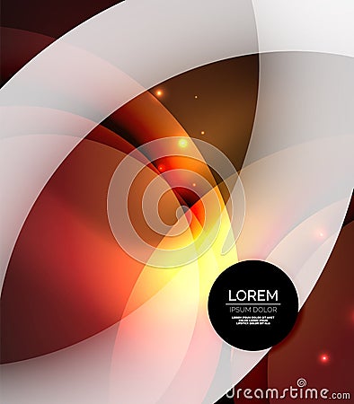 Overlapping circles on glowing abstract background Vector Illustration