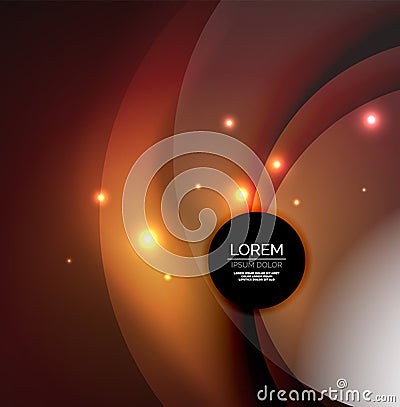 Overlapping circles on glowing abstract background Vector Illustration