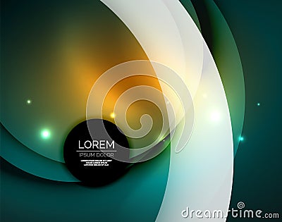 Overlapping circles on glowing abstract background Vector Illustration