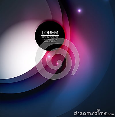 Overlapping circles on glowing abstract background Vector Illustration