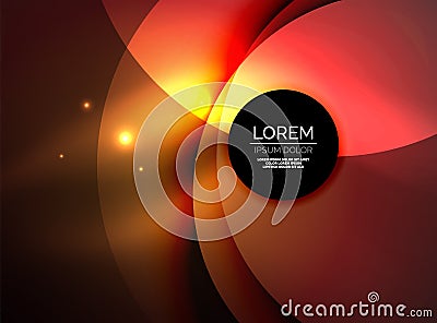 Overlapping circles on glowing abstract background Vector Illustration