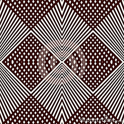Overlapping diagonal lines background. Grid scrappy checkered texture. Outline seamless pattern with geometric ornament. Vector Illustration