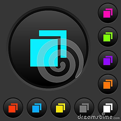 Overlapping elements dark push buttons with color icons Stock Photo