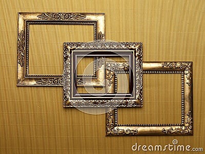 Overlapping frames on gold Stock Photo