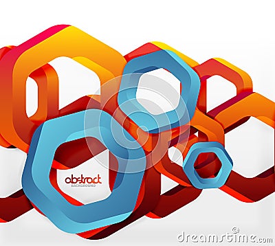 Overlapping hexagons design background Vector Illustration