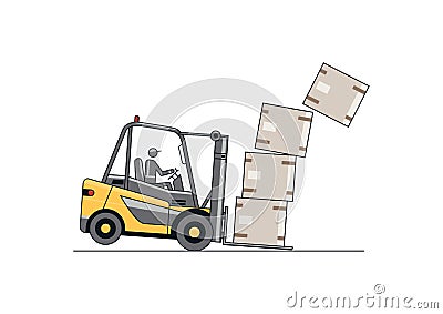 Forklift overloading hazard. Vector Illustration