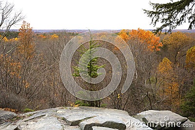 Overlook of autumn leaves at Ritchie Ledges in northern Ohio Stock Photo